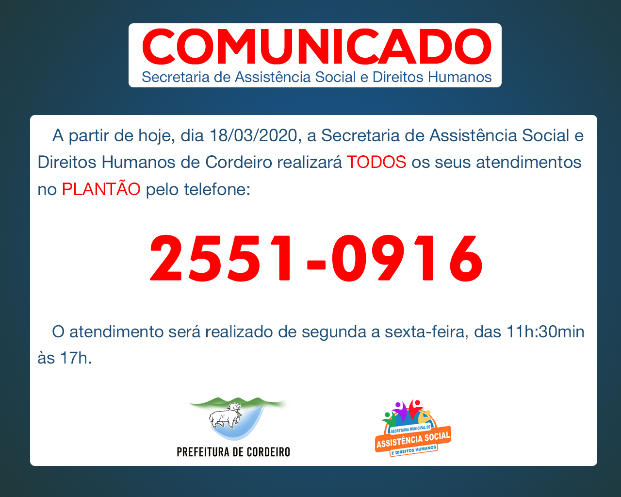 Comunicado Oficial Prefeitura Municipal De Cordeiro