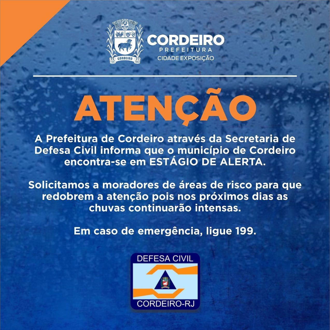 Alerta Defesa Civil Prefeitura Municipal De Cordeiro